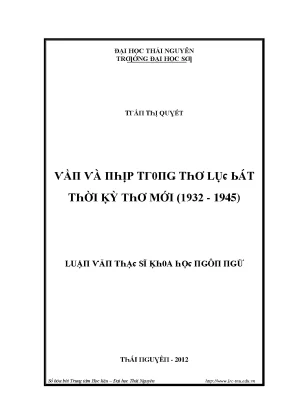 Luận văn vần và nhịp trong thơ lục bát thời kỳ thơ mới 1932 1945