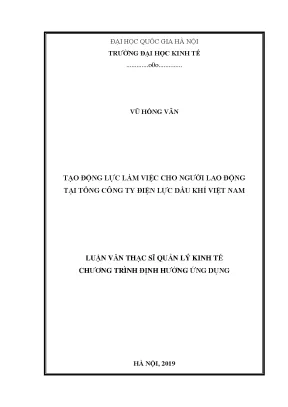Luận văn tạo động lực làm việc cho người lao động tại tổng công ty điện lực dầu khí việt nam