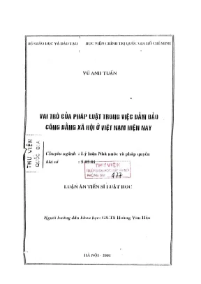 Luận án tiến sĩ luật học vai trò của pháp luật trong việc đảm bảo công bằng xã hội ở việt nam hiện nay