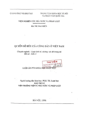 Luận án phó tiến sĩ khoa học luật học quyền sở hữu của công dân ở việt nam