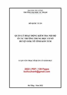 Luận văn thạc sĩ quản lý hoạt động kiểm tra nội bộ ở các trường trung học cơ sở huyện đăk tô tỉnh kon tum