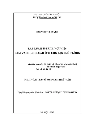 Luận văn lập luận so sánh với việc làm văn nghị luận ở trung học phổ thông