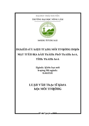 Luận văn nghiên cứu hiện trạng môi trường nước mặt trên địa bàn thành phố thanh hóa tỉnh thanh hóa