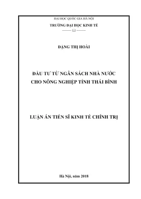 Luận án tiến sĩ kinh tế chính trị đầu tư từ ngân sách nhà nước cho nông nghiệp tỉnh thái bình