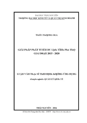 Luận văn giải pháp phát triển du lịch tỉnh phú thọ giai đoạn 2015 2020