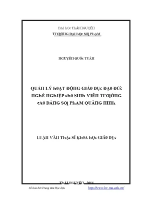 Luận văn quản lý hoạt động giáo dục đạo đức nghề nghiệp cho sinh viên trường cao đẳng sư phạm quảng ninh