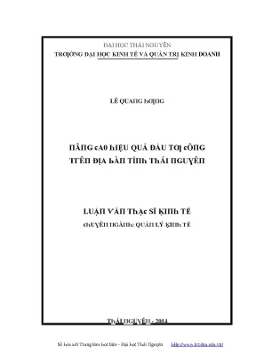 Luận văn nâng cao hiệu quả đầu tư công trên địa bàn tỉnh thái nguyên