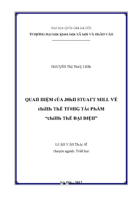 Luận văn quan niệm về chính thể của john stuart mill trong tác phẩm chính thể đại diện