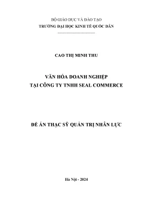 Luận văn thạc sĩ quản trị nhân lực văn hóa doanh nghiệp tại công ty tnhh seal commerce