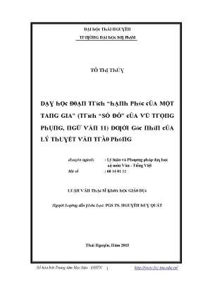 Luận văn dạy học đoạn trích hạnh phúc của một tang gia trích số đỏ của vũ trọng phụng ngữ văn 11 dưới góc nhìn của lý thuyết văn trào phúng