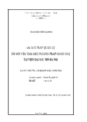 Luận văn các biện pháp quản lý đổi mới việc thực hiện phương pháp giảng dạy tại viện đại học mở hà nội