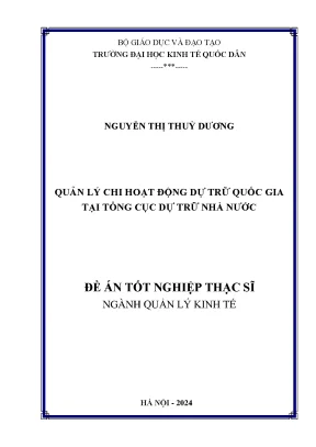 Luận văn thạc sĩ quản lý kinh tế quản lý chi hoạt động dự trữ quốc gia tại tổng cục dự trữ nhà nước