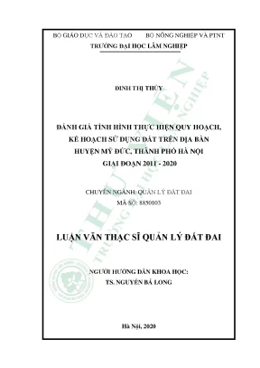 Luận văn đánh giá tình hình thực hiện quy hoạch kế hoạch sử dụng đất trên địa bàn huyện mỹ đức thành phố hà nội giai đoạn 2011 2020