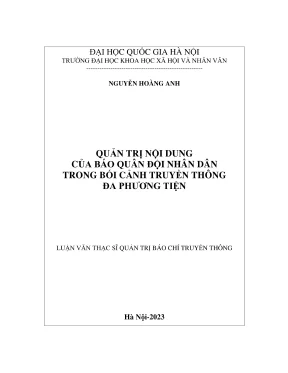 Luận văn thạc sĩ quản trị báo chí truyền thông quản trị nội dung của báo quân đội nhân dân trong bối cảnh truyền thông đa phương tiện