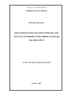 Luận văn rèn luyện kĩ năng giải toán trong dạy học giải bài tập phương trình đường thẳng cho học sinh lớp 10