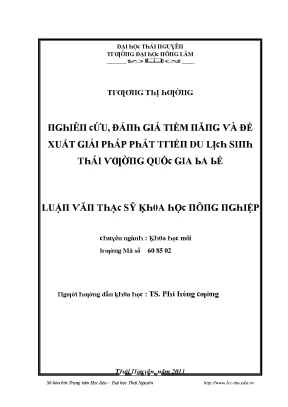 Luận văn nghiên cứu đánh giá tiềm năng và đề xuất giải pháp phát triển du lịch sinh thái vườn quốc gia ba bể