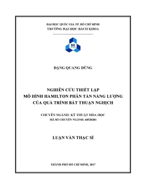 Luận văn thạc sĩ kỹ thuật hóa học nghiên cứu thiết lập mô hình hamilton phân tán năng lượng của quá trình bất thuận nghịch