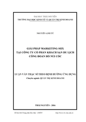 Luận văn giải pháp marketing mix tại công ty cổ phần khách sạn du lịch công đoàn hồ núi cốc