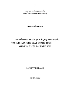 Luận văn nghiên cứu thiết kế và quy trình chế tạo chip chia công suất quang từ vật liệu lai nanô asz