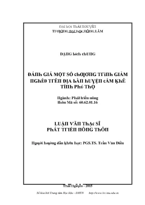 Luận văn đánh giá một số chương trình giảm nghèo trên địa bàn huyện cẩm khê tỉnh phú thọ