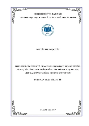 Luận văn phân tích các nhân tố của chất lượng dịch vụ ảnh hưởng đến sự hài lòng của khách hàng đối với dịch vụ spa trị liệu tại công ty đông phương cổ truyền