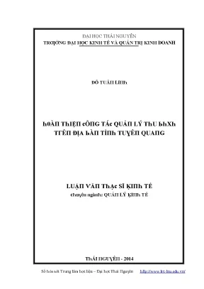 Luận văn hoàn thiện công tác quản lý thu bảo hiểm xã hội trên địa bàn tỉnh tuyên quang