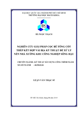 Luận văn thạc sĩ kỹ thuật xây dựng nghiên cứu giải pháp cọc bê tông cốt thép kết hợp vải địa kỹ thuật để xử lý nền nhà xưởng khu công nghiệp sông hậu
