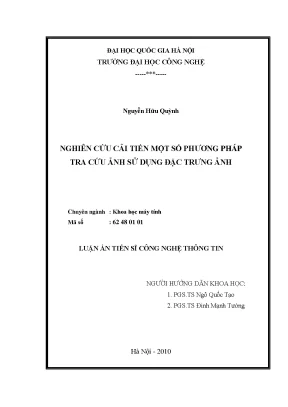 Luận án tiến sĩ nghiên cứu cải tiến một số phương pháp tra cứu ảnh sử dụng đặc trưng ảnh