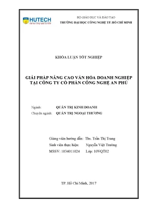 Luận văn giải pháp nâng cao văn hóa doanh nghiệp tại công ty cổ phần nghệ an phú