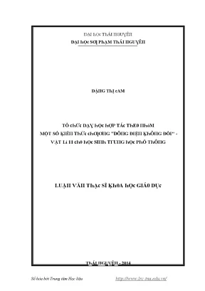 Luận văn tổ chức dạy học hợp tác theo nhóm một số kiến thức chương dòng điện không đổi vật lý 11 cho học sinh trung học phổ thông