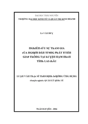 Luận văn nghiên cứu sự tham gia của người dân trong phát triển giao thông tại huyện nậm nhùn tỉnh lai châu