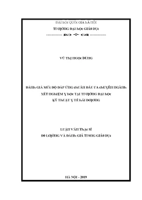 Luận văn đánh giá mức độ đáp ứng chuẩn đầu ra chuyên ngành xét nghiệm y học tại trường đại học kỹ thuật y tế hải dương