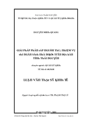 Luận văn giải pháp phân cấp nguồn thu nhiệm vụ chi ngân sách nhà nước trên địa bàn tỉnh thái nguyên