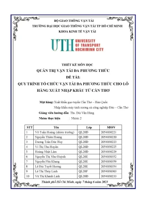 Đề tài quy trình tổ chức vận tải đa phương thức cho lô hàng xuất nhập khẩu từ cần thơ