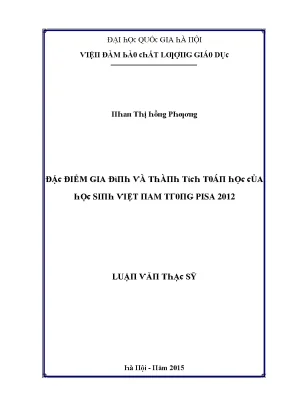 Luận văn đặc điểm gia đình và thành tích toán học của học sinh việt nam trong pisa 2012 60 14 01 20