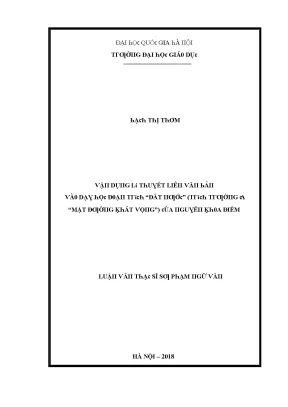 Luận văn vận dụng lí thuyết liên văn bản vào dạy học đoạn trích đất nước trích trường ca mặt đường khát vọng của nguyễn khoa điềm