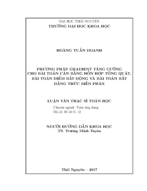 Luận văn phương pháp gradient tăng cường cho bài toán cân bằng hỗn hợp tổng quát bài toán điểm bất động và bài toán bất đẳng thức biến phân