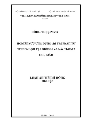 Luận văn nghiên cứu ứng dụng chỉ thị phân tử trong chọn tạo giống lúa bắc thơm 7 chịu mặn