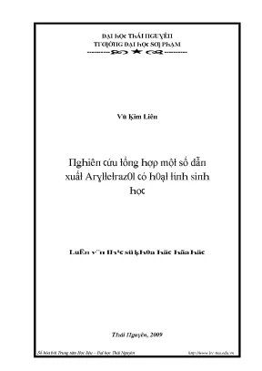 Luận văn nghiên cứu tổng hợp một số dẫn xuất aryltetrazol có hoạt tính sinh học