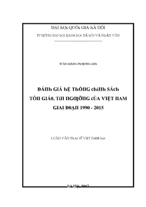 Luận văn đánh giá hệ thống chính sách tôn giáo tín ngưỡng của việt nam giai đoạn 1990 2015