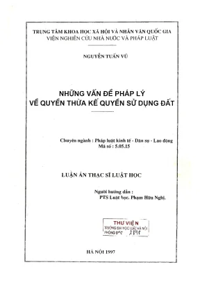 Luận văn thạc sĩ luật học những vấn đề pháp lý về quyền thừa kế quyền sử dụng đất
