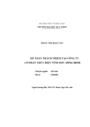 Luận văn kế toán trách nhiệm tại công ty cổ phần thủy điện vĩnh sơn sông hinh