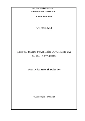 Luận văn một số dạng toán liên quan đến các số chính phương