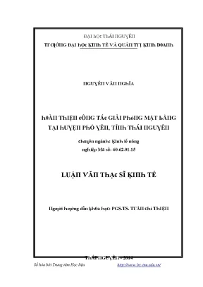 Luận văn hoàn thiện công tác giải phóng mặt bằng tại huyện phổ yên tỉnh thái nguyên