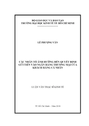 Luận văn các nhân tố ảnh hưởng đến quyết định gửi tiền vào ngân hàng thương mại của khách hàng cá nhân