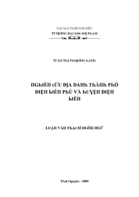 Luận văn nghiên cứu địa danh thành phố điện biên phủ và huyện điện biên