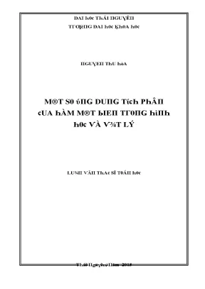 Luận văn một số ứng dụng tích phân của hàm một biến trong hình học và vật lý