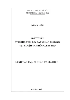Luận văn phát triển trường tiểu học đạt chuẩn quốc gia tại huyện tam nông phú thọ
