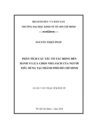 Luận văn phân tích các yếu tố tác động đến hành vi lựa chọn nhà sách của người tiêu dùng tại thành phố hồ chí minh