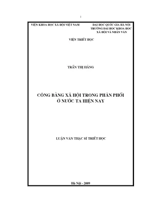 Luận văn thạc sĩ công bằng xã hội trong phân phối ở nước ta hiện nay
